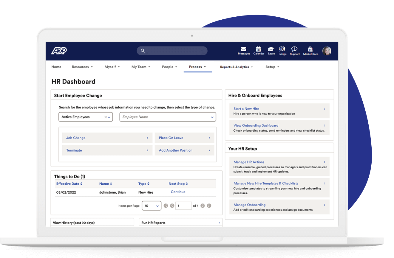 ADP Workforce dashboard