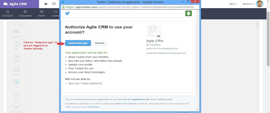 Authorize Agile CRM